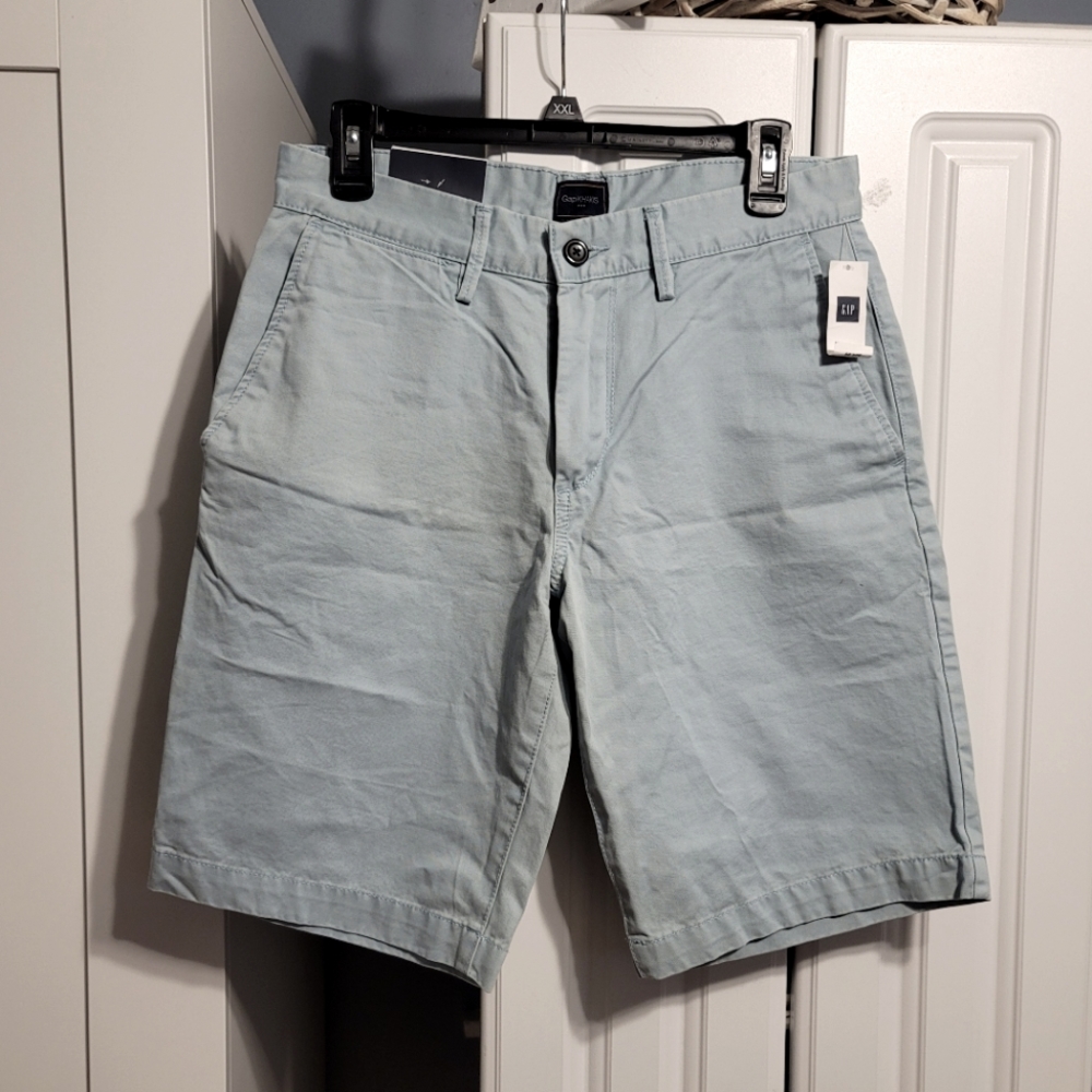 NWT Gap Men's Chino Shorts Sz 30 Island Blue Khakis Twill Flat Front Casual - Picture 1 of 7